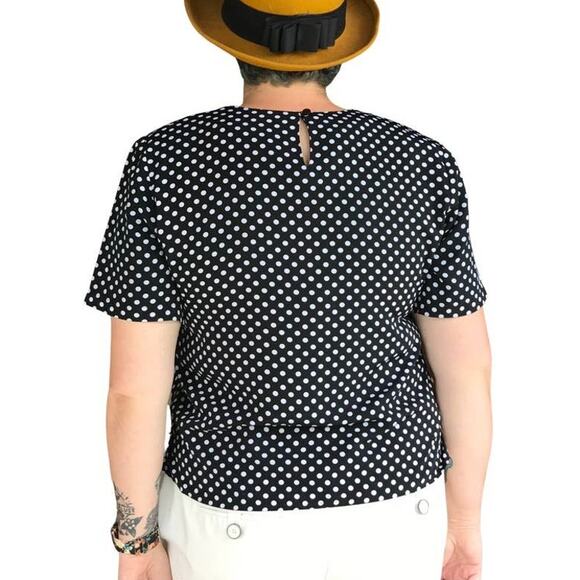 Ship + Shore black and white polka dot blouse size Large Petite - Picture 3 of 5